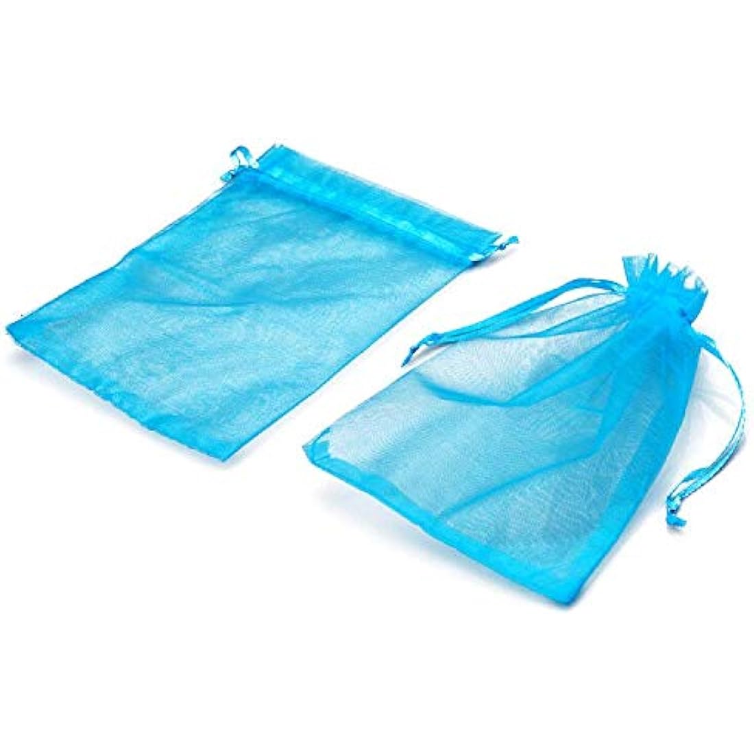 G2PLUS Lake Blue Organza Gift Bags | 100 PCS Mesh Jewelry Pouches