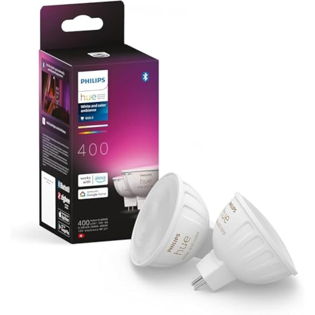 Philips Hue MR16 Smart LED Spot – White and Color Ambiance (2-Pack)