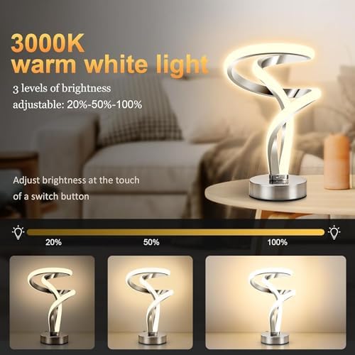 Lightess Modern Spiral RGB Table Lamp – Touch Dimmable LED Bedside Light