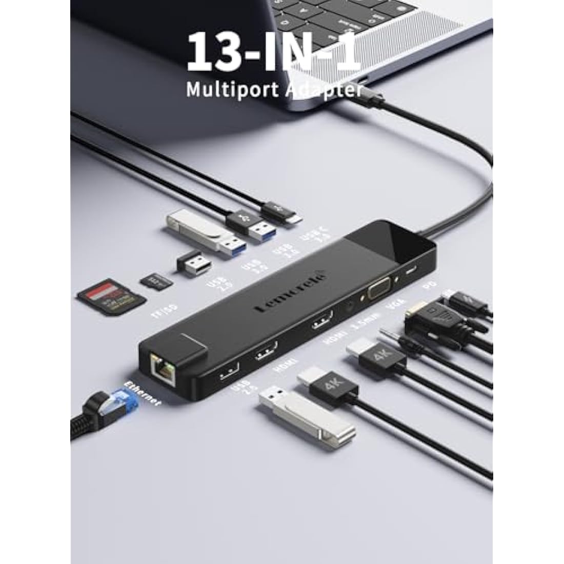 Lemorele 13-in-1 USB C Docking Station – Triple Display 4K HDMI & 100W PD