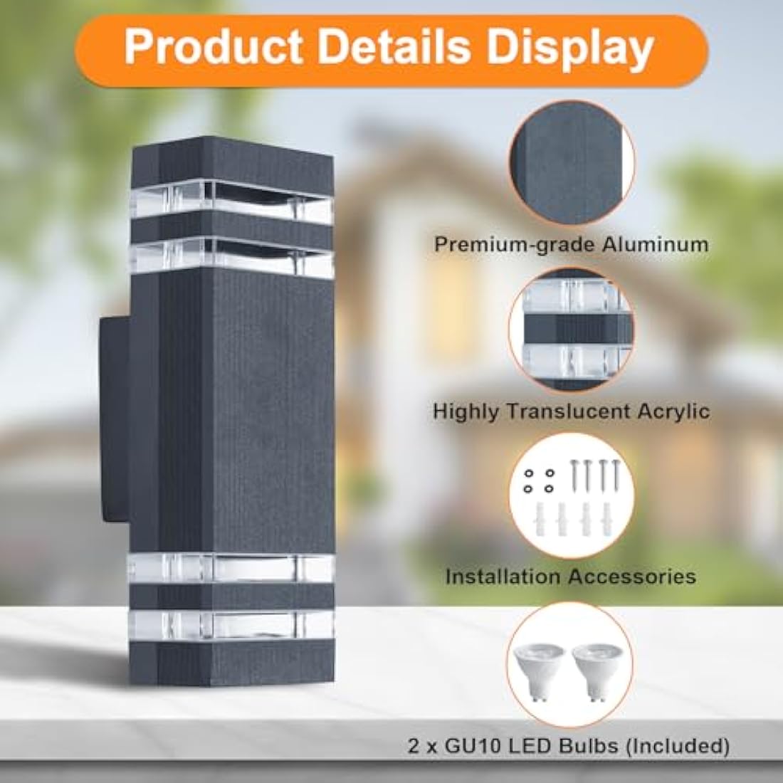 CELAVY Outdoor Wall Lights – IP65 Waterproof Modern LED Up Down Sconce, Grey