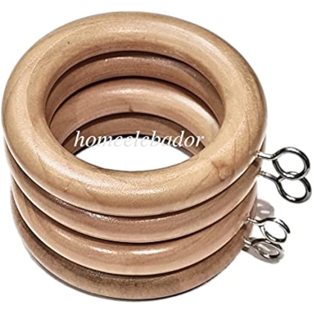 Natural Wooden Curtain Rings - 38mm Eyelet Rings - 18 Pack
