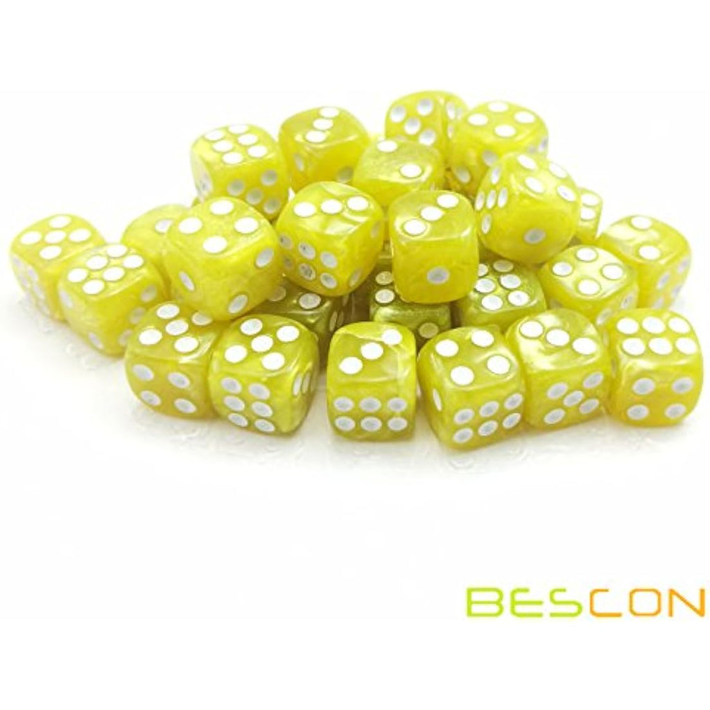Bescon 12mm Marble Yellow 6-Sided Dice Set | 36 Piece Block of Dice