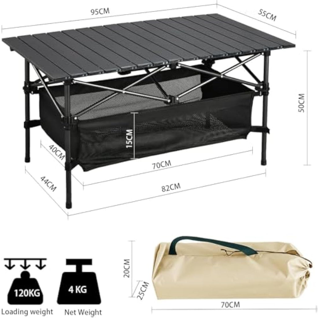 Jolof Store Foldable Camping Table – Alloy Steel Roll-up Picnic Table