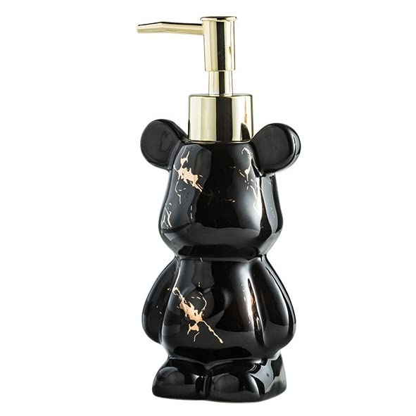 Bear Ceramic Soap Dispenser – Marble Black Porcelain Pump
