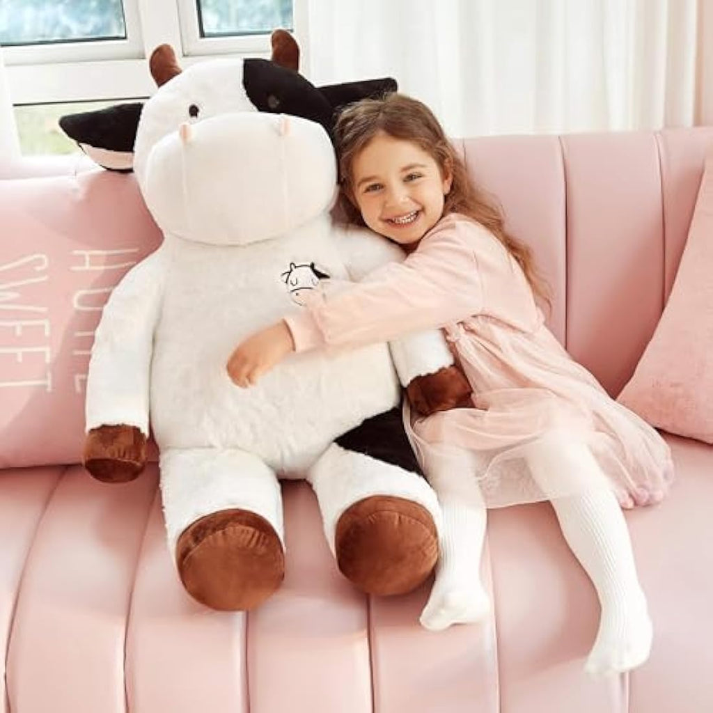 IKASA Giant Cow Stuffed Animal | Jumbo Soft Plush Toy, White, 78cm
