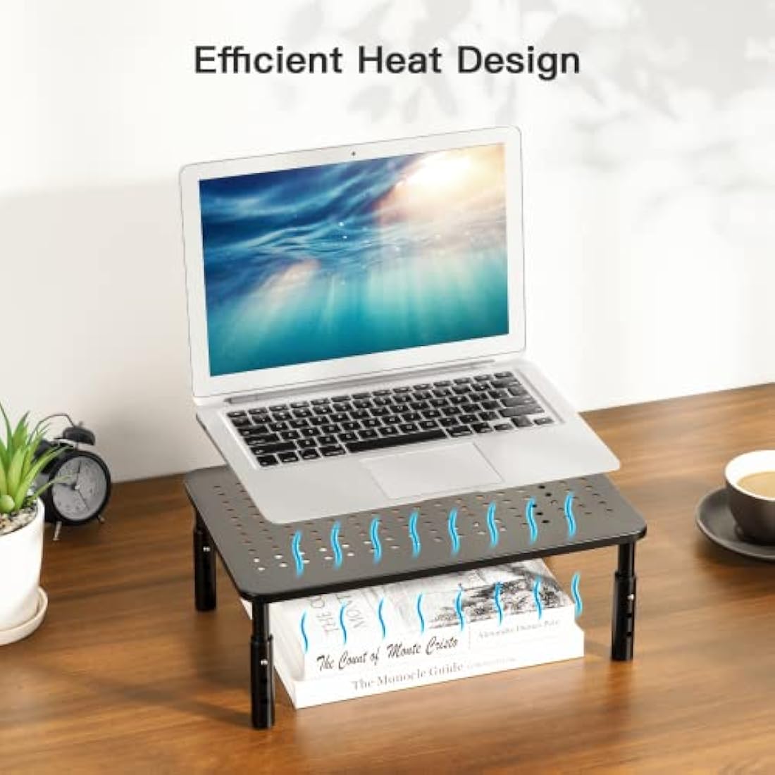 HUANUO 2-Pack Adjustable Metal Monitor Stand Riser with Vented Platform