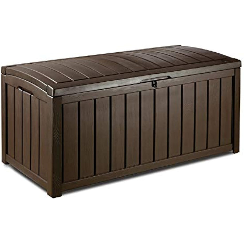 Keter Glenwood 390L Outdoor Garden Storage Box - Brown Resin Deck Chest