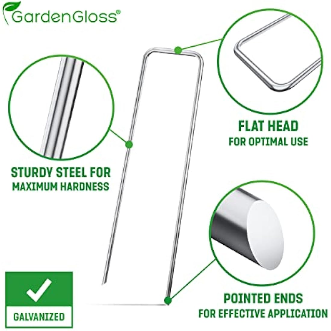 GardenGloss Anti-Rust Steel Garden Pegs - 25 Pack Heavy Duty Ground Stakes