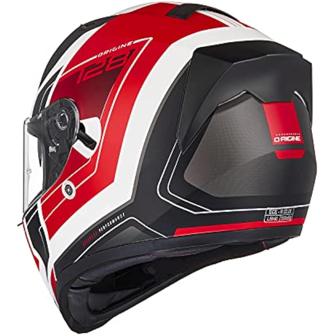 Origine Strada Full Face Motorcycle Helmet - Dual Visor - Red/White XL