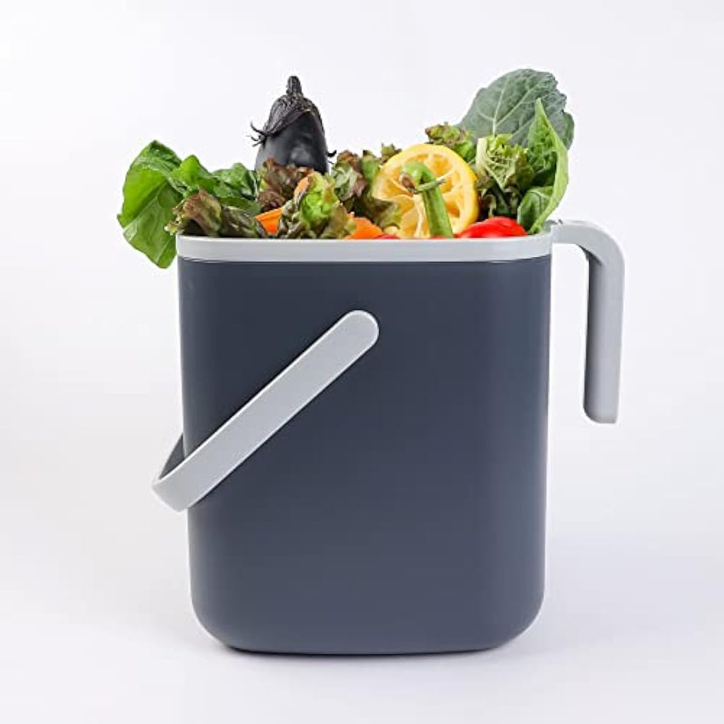 BLUE GINKGO 5L Kitchen Compost Bin – Odor-Tight Countertop Pail, Grey