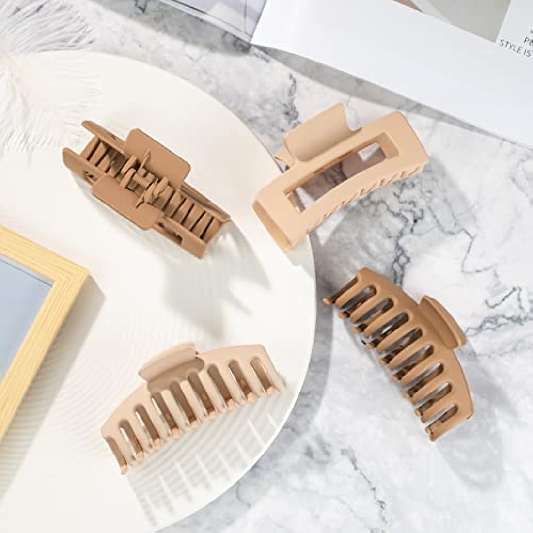 Wekin Hair Claw Clips - 8 Pack Large Matte Non-Slip Clips for Thick Hair