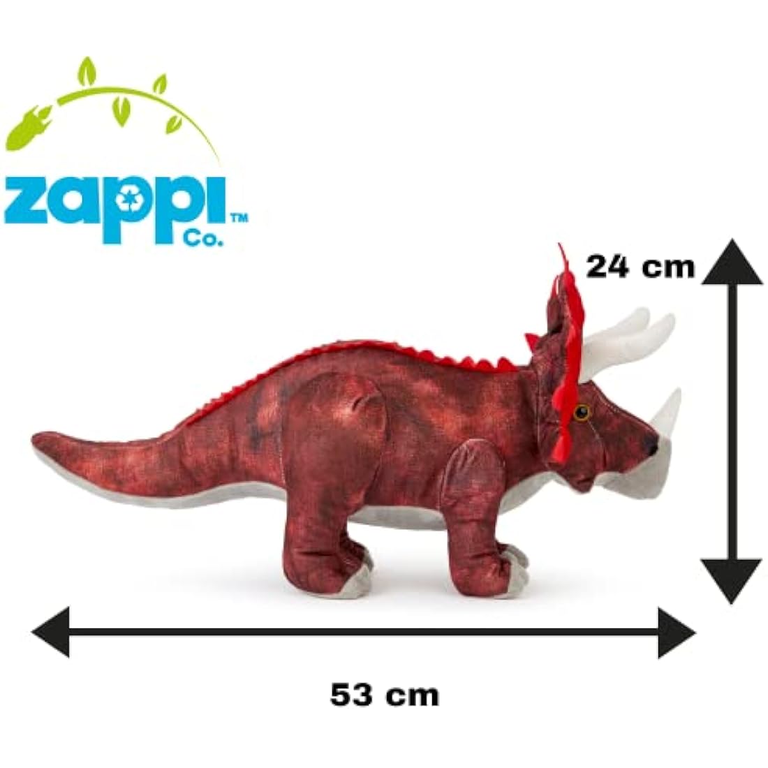 Zappi Co Triceratops Dinosaur Plush Toy - Large 53cm Stuffed Animal