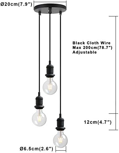 Jolof Store Industrial 3-Light Cluster Pendant - Vintage Black Ceiling Light
