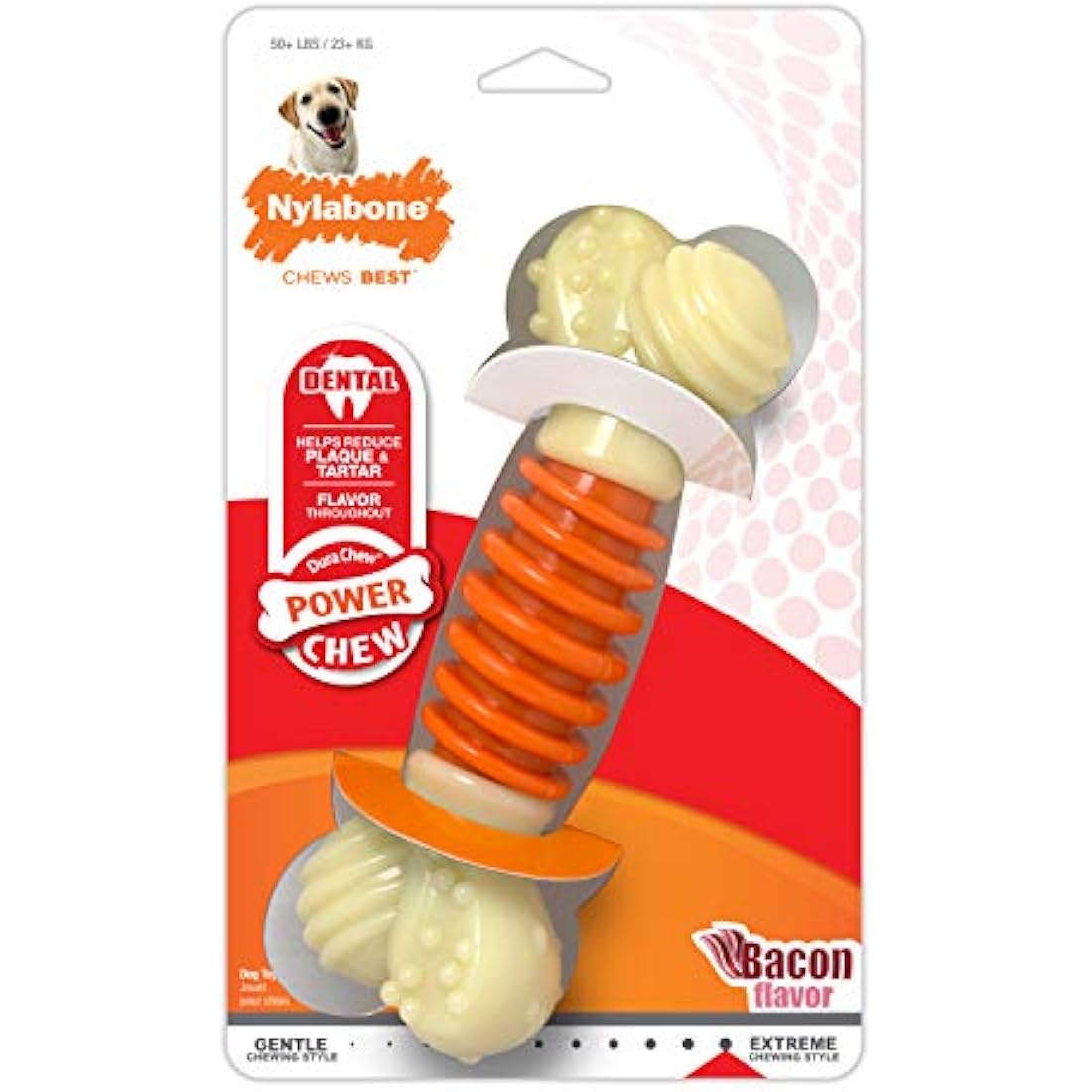 Nylabone Extreme Tough Dog Chew Toy | Bacon Flavor | XL for 23kg+