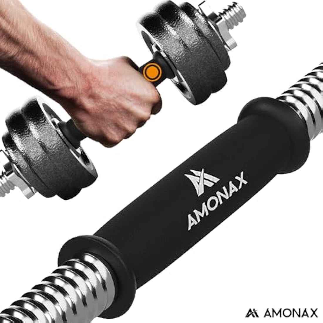 Amonax Cast Iron Adjustable Dumbbells & Barbell Set - 20kg/30kg