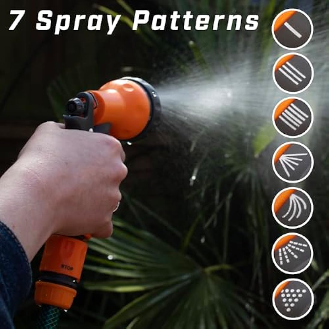Faithfull 50M Reinforced PVC Garden Hose Kit with 7-Pattern Spray Gun