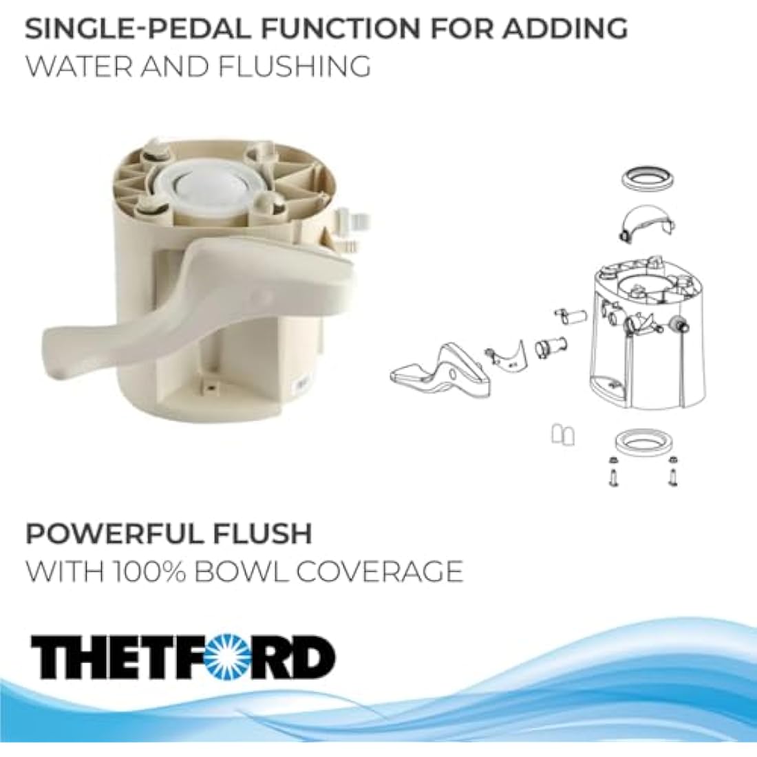 Thetford 42138 Style II RV Toilet Base Replacement - High Bone Finish