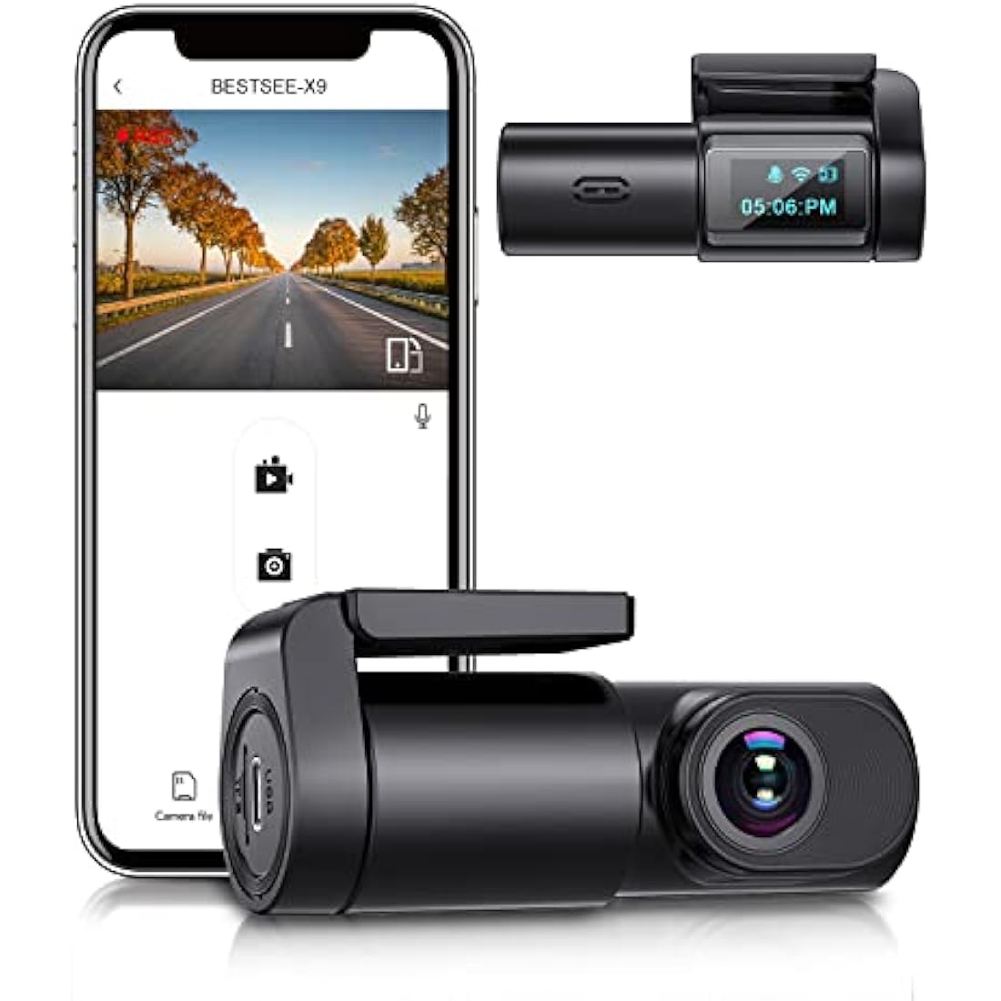 BESTSEE 1080P Mini WiFi Dash Cam – 170° Wide Angle Car Camera with Night Vision