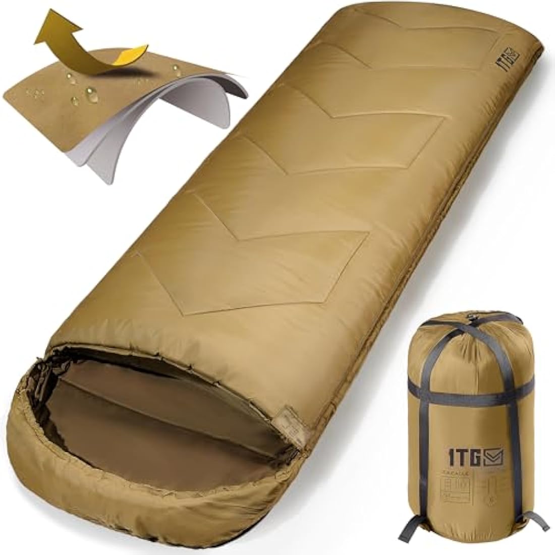 Cold Weather Sleeping Bag | 36°F Thermal Coyote Brown
