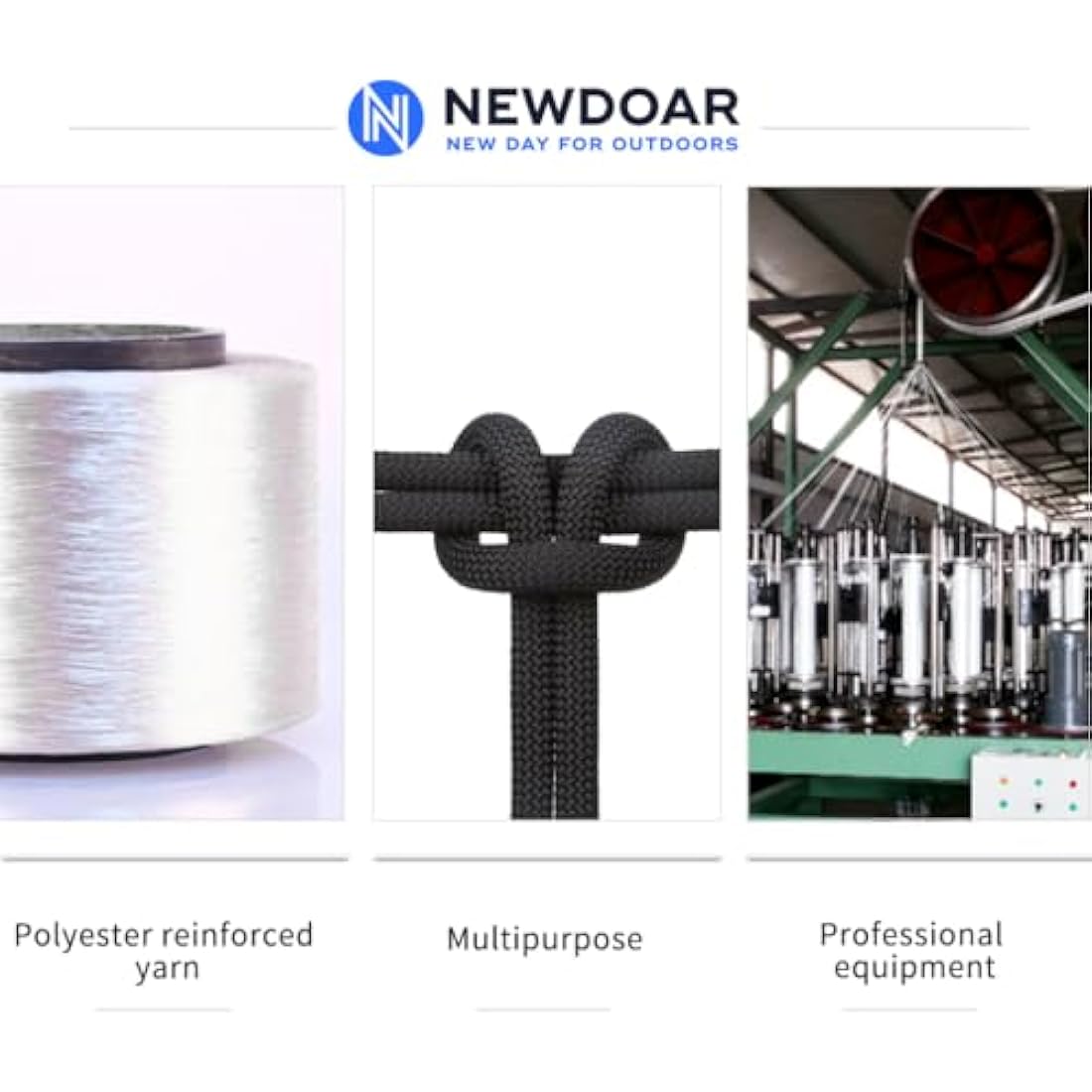 NewDoar 10mm Static Accessory Cord – 18KN High Strength Double Braid Rope