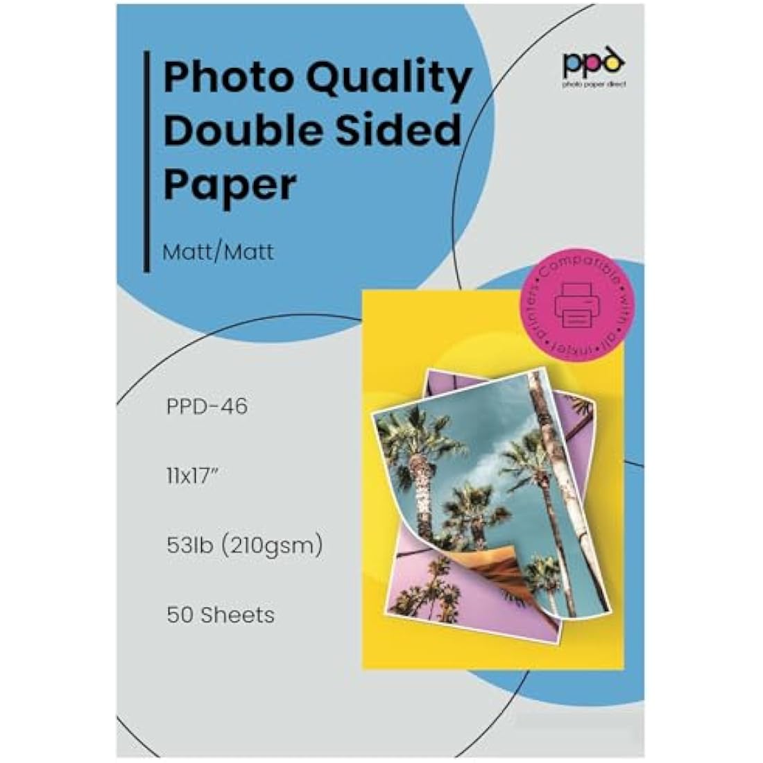 PPD Double Sided Matte Photo Paper | A3 11x17 Inkjet Brochure 210g 50 Sheets