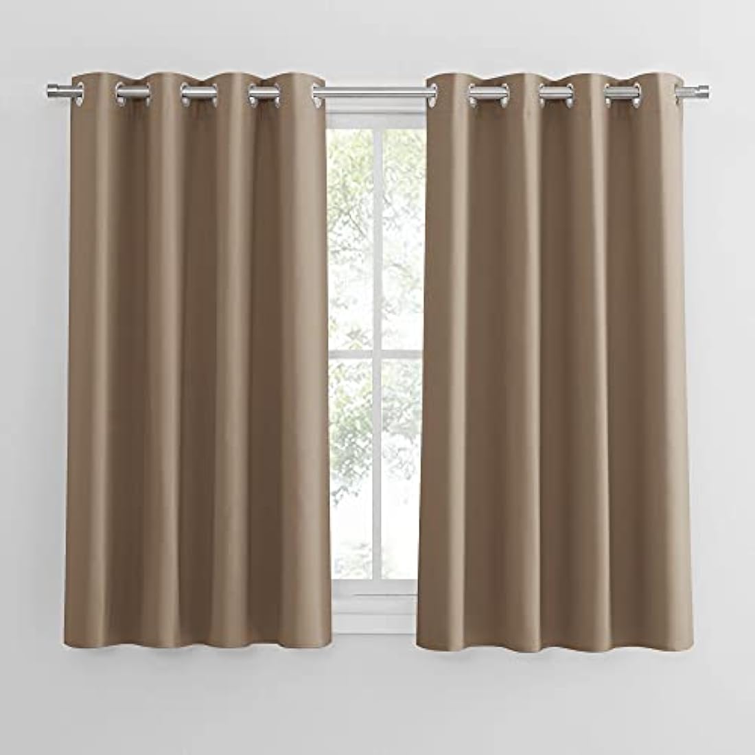 PONY DANCE Blackout Eyelet Curtains – Thermal Light Blocking Drapes, Mocha