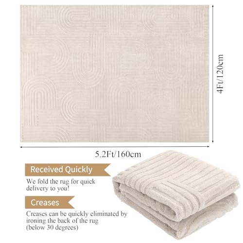 Enyhom Washable Geometric Area Rug – 120x160cm Non-Slip Soft Fluffy Carpet