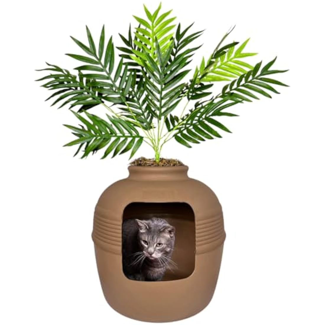 Jolof Store Hidden Litter Box Planter – Large Mocha Brown Cat Pot