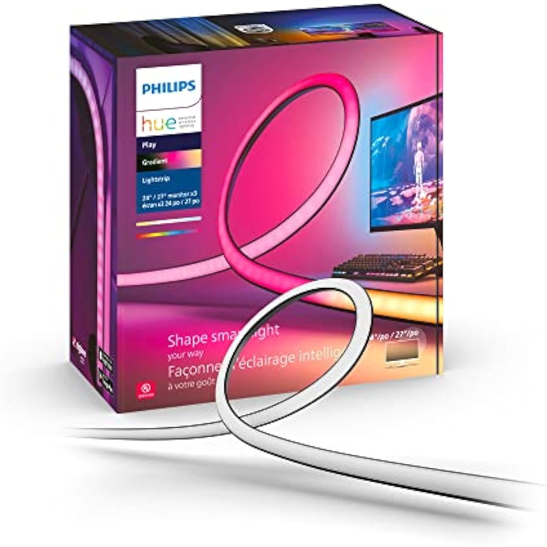 Philips Hue Play Gradient PC Lightstrip | Triple 24-27" Monitor Setup