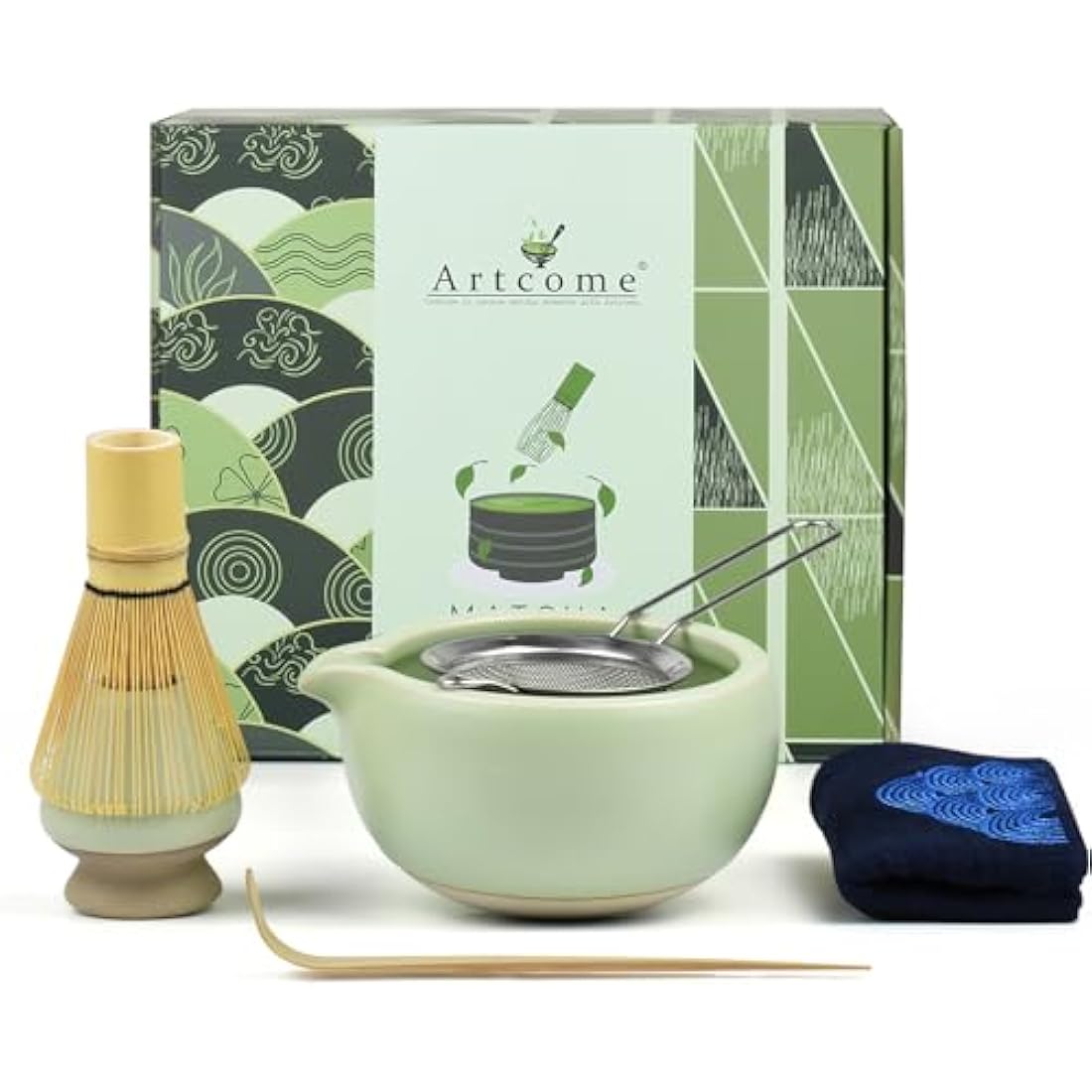 Jolof Store 7-Piece Matcha Tea Ceremony Kit with Bamboo Whisk - Green