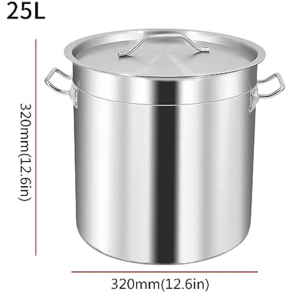 MOOTACO 25L Stainless Steel Stock Pot | Tri-Ply Induction Soup Pot