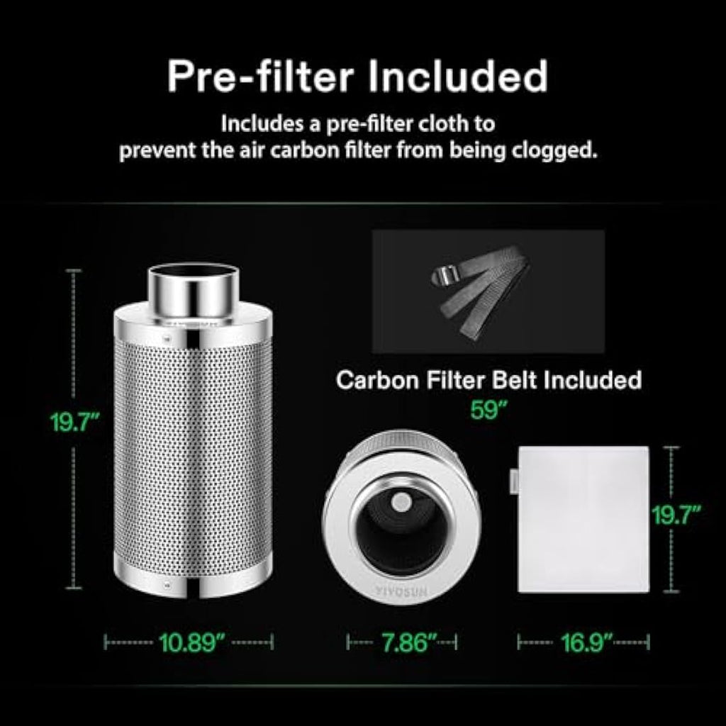 VIVOSUN 8" Air Carbon Filter - Australian Charcoal for Grow Tents