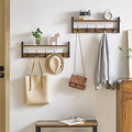 YMYNY Wall Mounted Coat Rack Set of 2 – Rustic Brown Floating Shelf Hooks