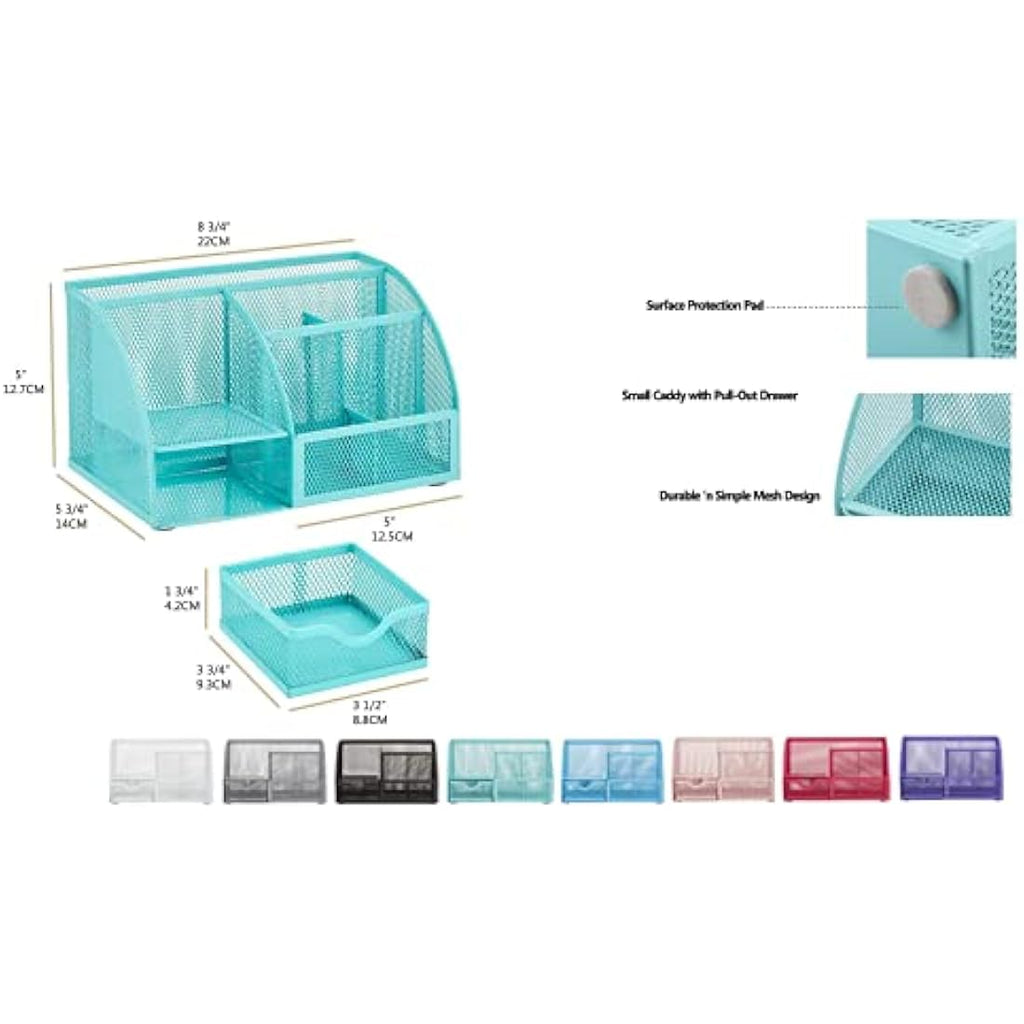 Exerz Mesh Desk Organiser | 7-Compartment Metal Desktop Tidy Caddy