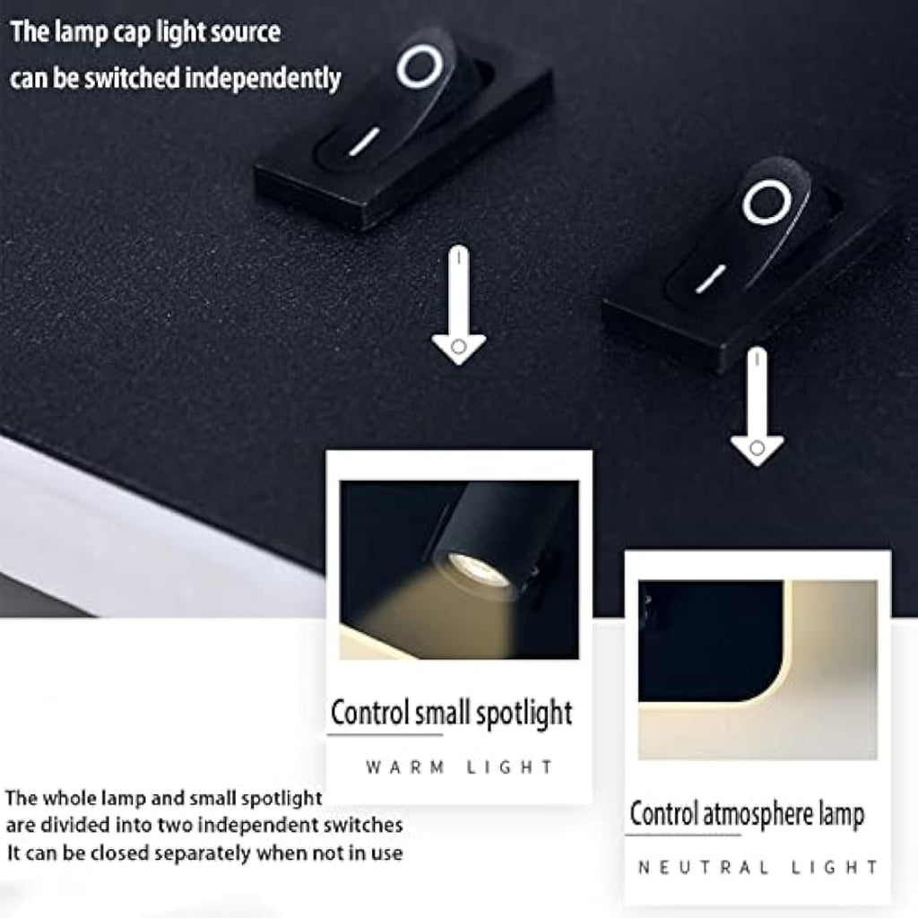 uksunvi LED Bedside Reading Wall Lamp | 12W Adjustable Spotlight - 2 Pack