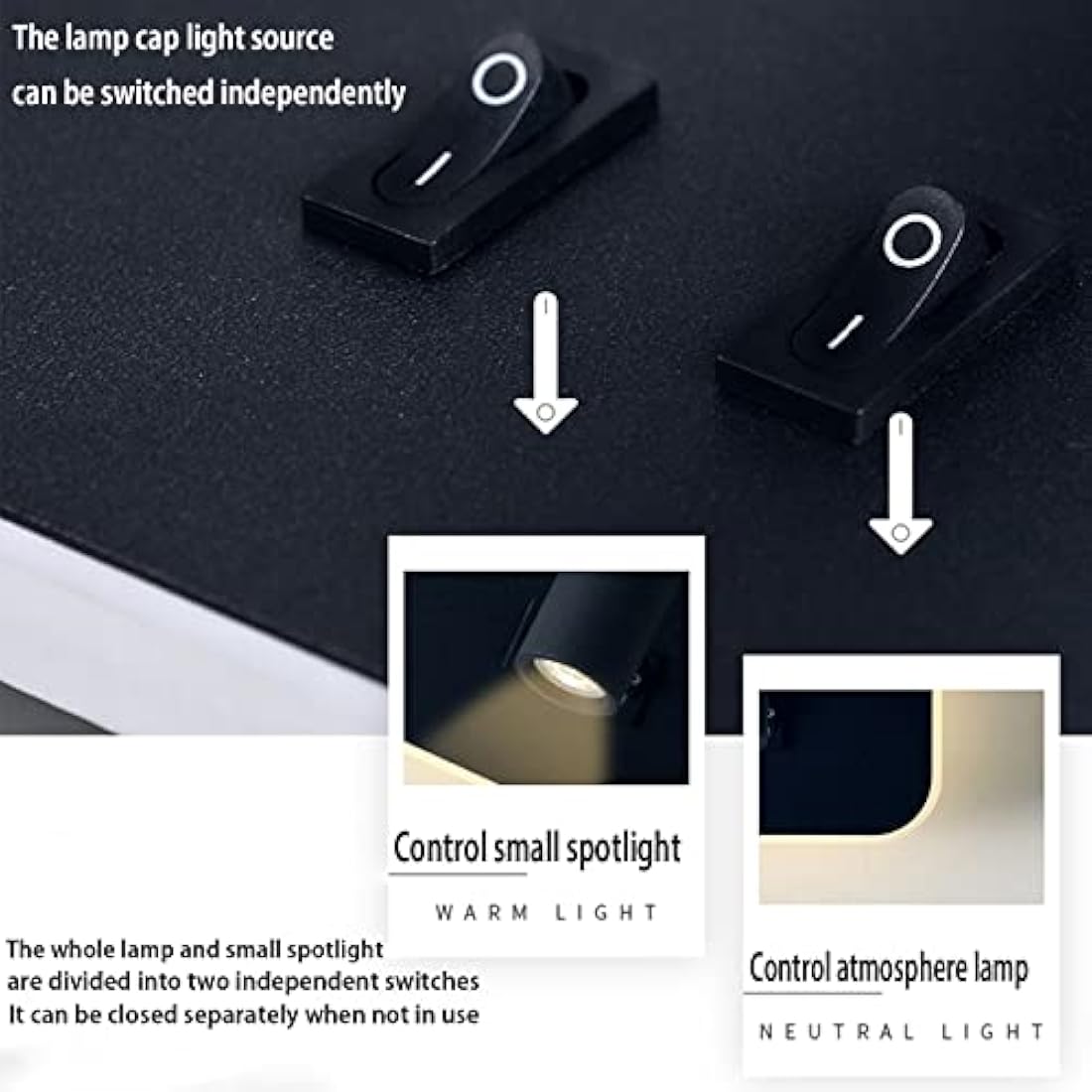 uksunvi LED Bedside Reading Wall Lamp | 12W Adjustable Spotlight - 2 Pack