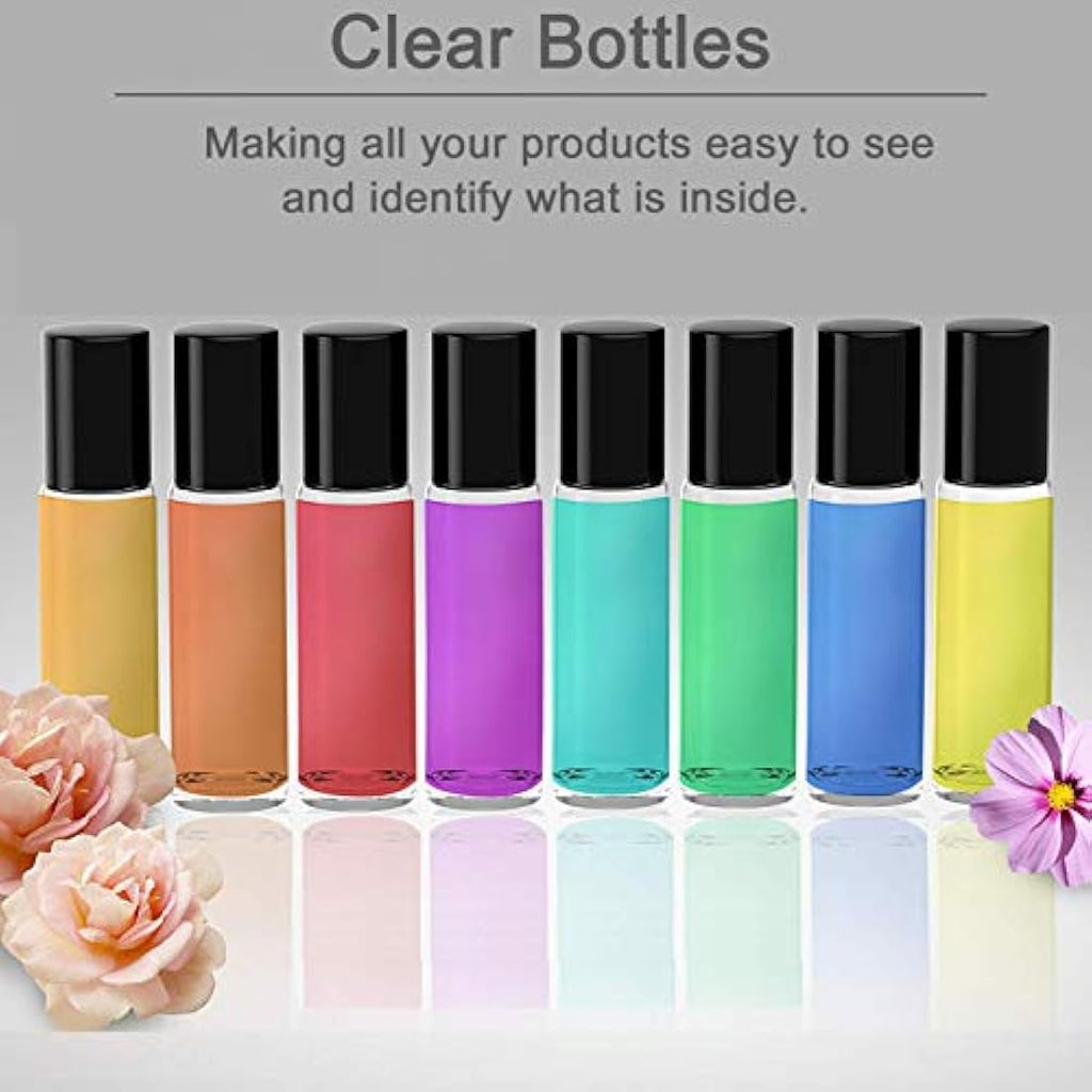 Yalbdopo 10ml Glass Roller Bottles - 10 Pack Refillable Roll-on Set