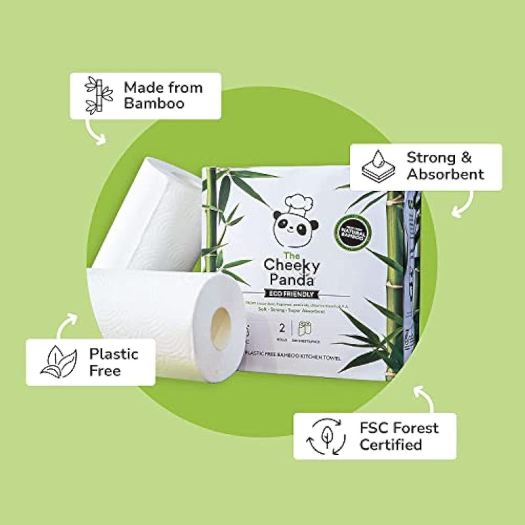 The Cheeky Panda Bamboo Kitchen Roll | 10 Pack | Plastic Free Towels