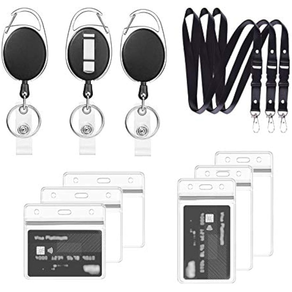 Retractable Lanyard Set | 12-Piece Waterproof ID Badge Holder