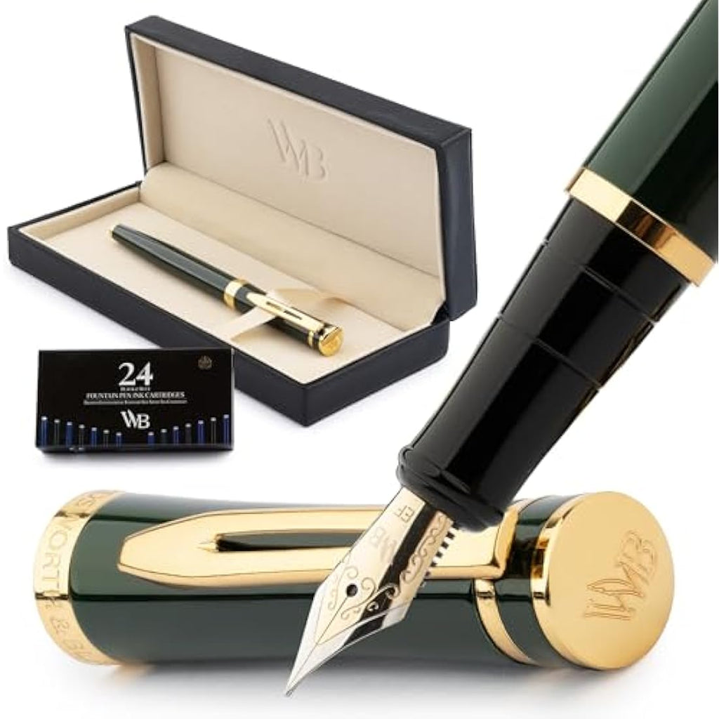 Wordsworth & Black Fountain Pen Set – 18K Gold Gilded Extra Fine Nib