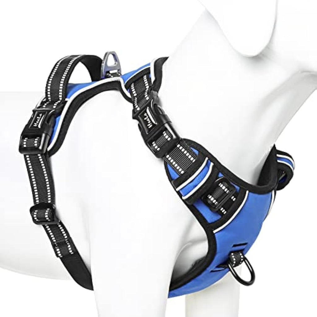 HEELE No Pull Dog Harness | Reflective Padded Training Vest - Blue, M