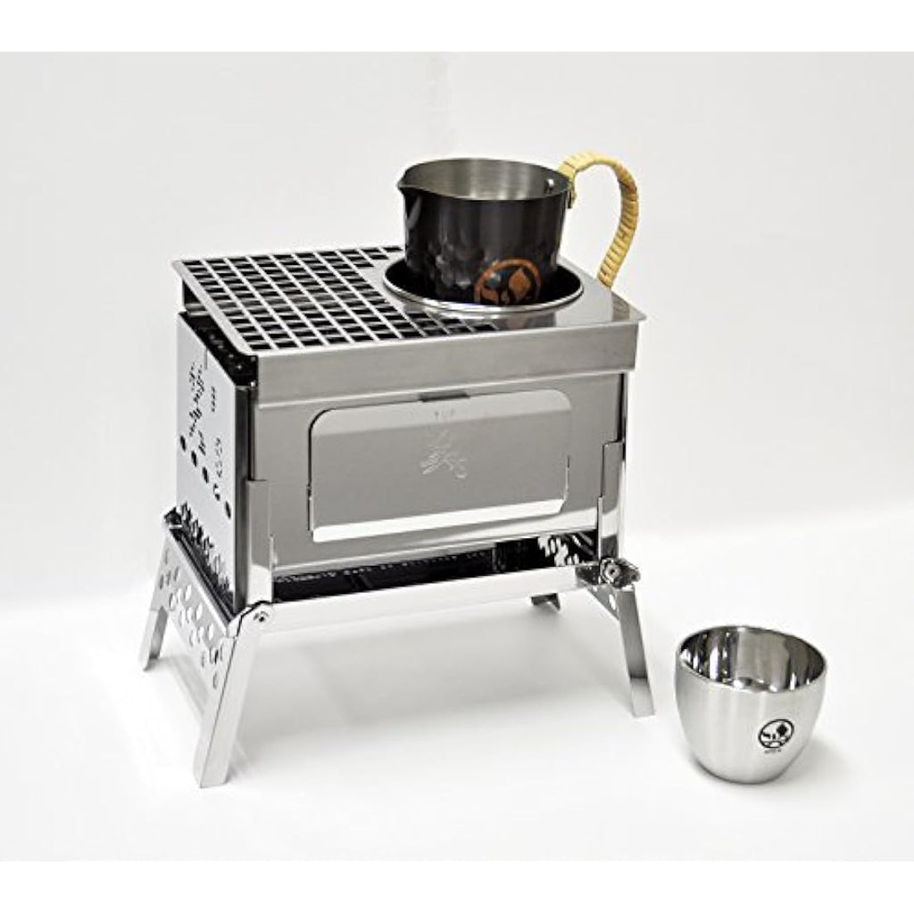 Sho's B-6 Kun Japanese Compact Charcoal Grill – Foldable Hibachi Sake Set