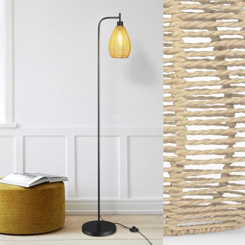 ArcoMead Farmhouse Floor Lamp | Boho Metal Standing Light with Cage Shade
