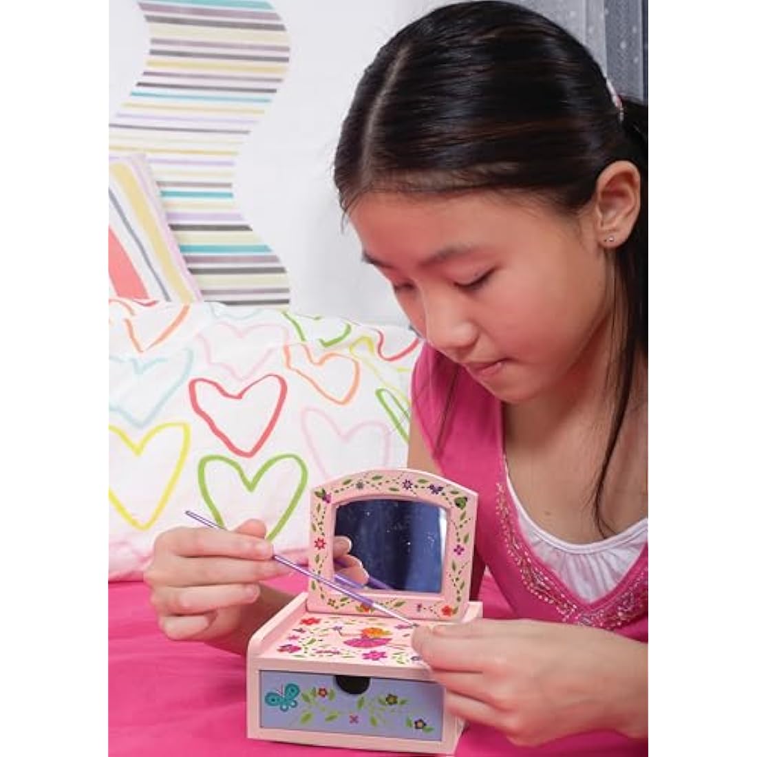4M Paint Your Own Fairy Mirror Chest – Kids DIY Craft Kit in Pink