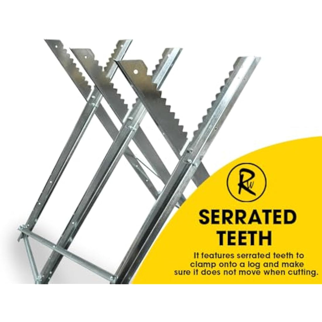 RocwooD Heavy Duty Metal Saw Horse – Foldable Steel Log Cutting Stand