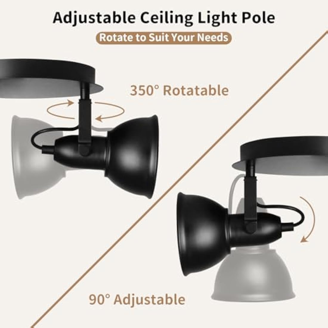 HiBay 3-Way Black Ceiling Spotlight – Adjustable E27 Industrial Light