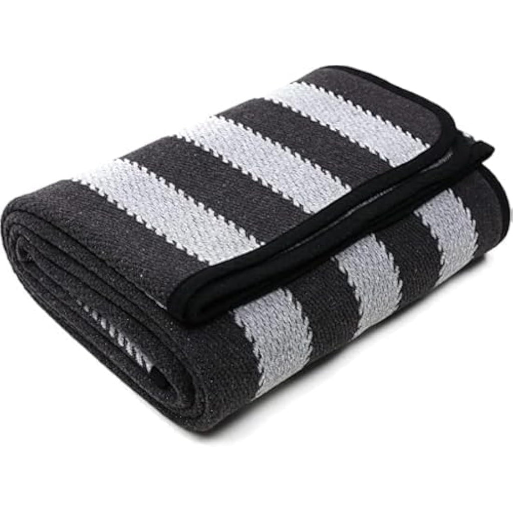 ACUSHLA Merino Wool Blanket – Large Washable Outdoor Throw, Grey Stripe