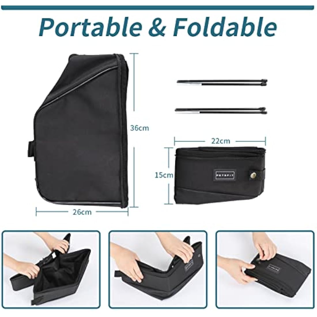 Petsfit Portable Cat Litter Box – Leak-Proof Collapsible Travel Box, Black