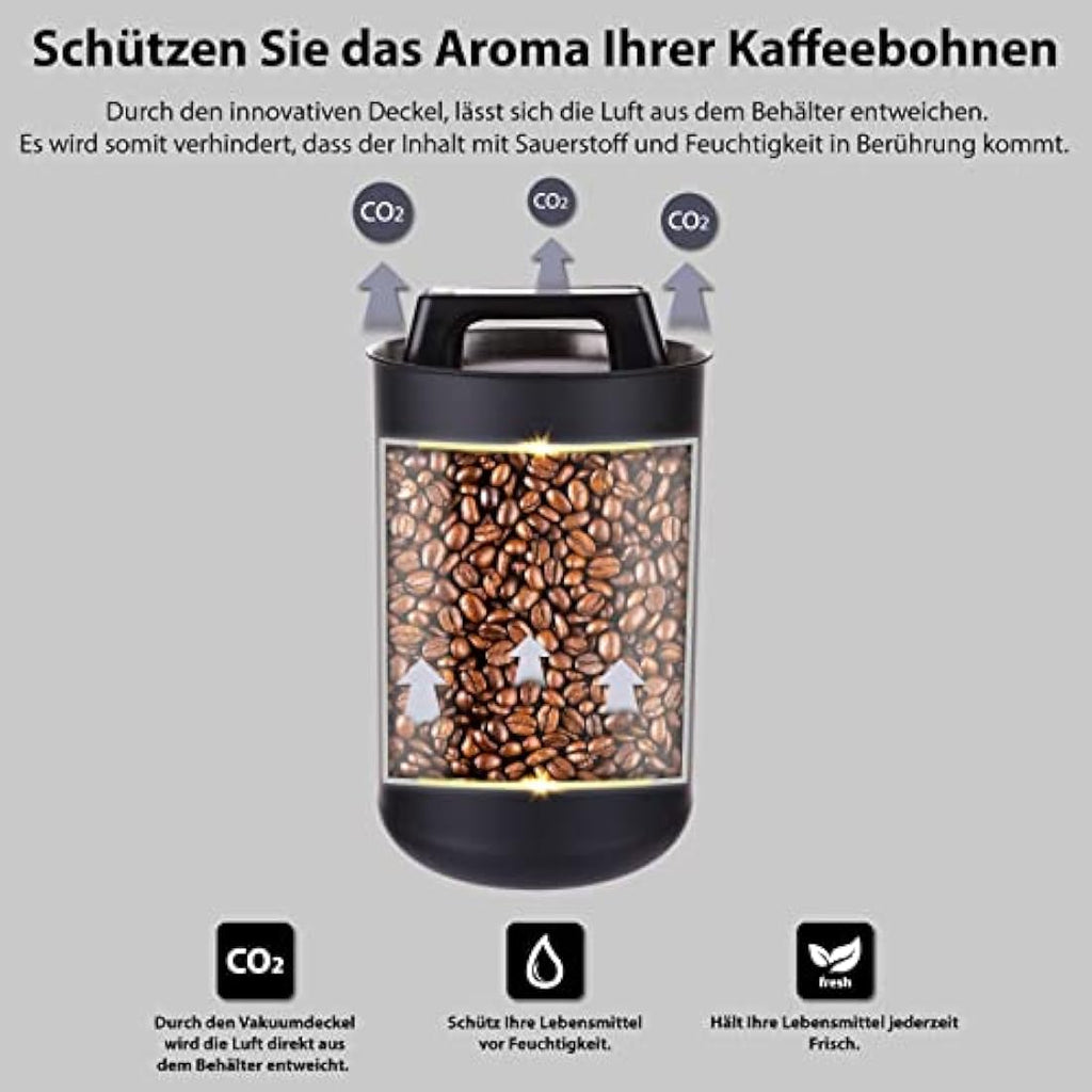 KC Kitchen & Co. Airtight Coffee Can – 1kg Stainless Steel Vacuum Tin